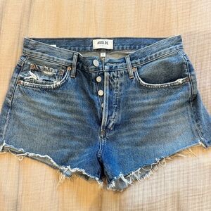 Agolde Distressed Blue Jean Shorts